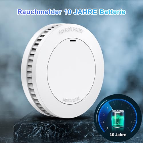 Xindum - Smoke Detector with Magnetic Mount, 10-Year Battery, CE Tested, Pack of 6