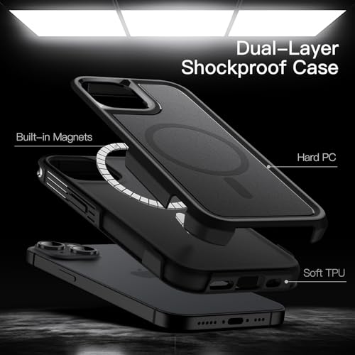 JETech - Heavy Duty iPhone 15 Case with MagSafe, Dual-Layer Rugged Protection