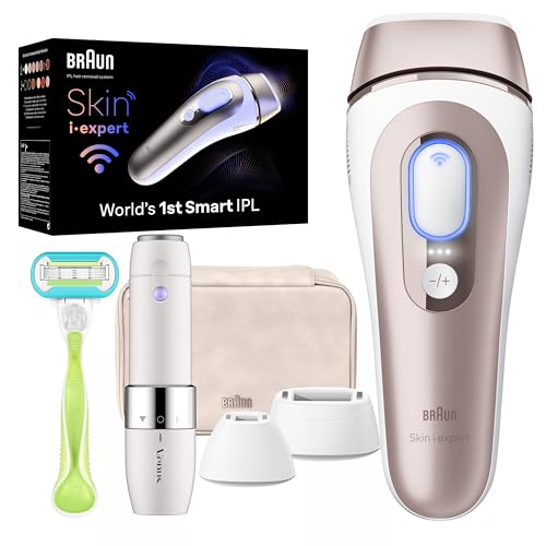 Braun Smart IPL, Skin i·Expert Pro 7: at Home Laser Hair Removal for Women and Men, Permanent Visible Hair Reduction, with Free App, Vanity Case, Venus Razor, 2 Smart Heads, Facial Trimmer, IPL7219 - Medaid International