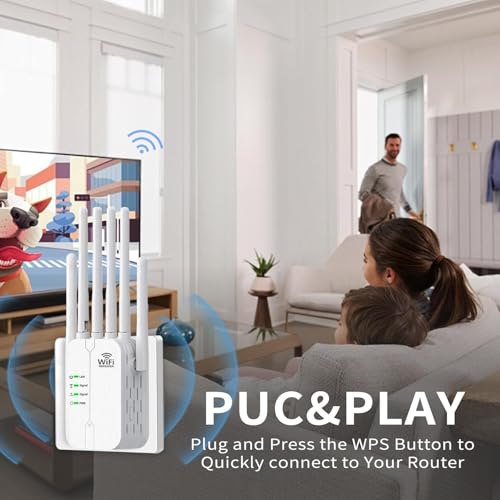 Tbnevig - 2025 WiFi Extender with 6 Antennas, 11000 Sq. Ft. Coverage, Ethernet Port