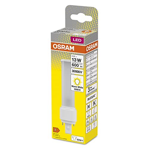 Osram - DULUX D 13 LED Lamp, G24D-1 Base, 5W, 1000 Lumen, Warm White 3000K