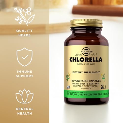 Solgar Chlorella - 100 Vegetable Capsules - Maximum Absorption - Non-GMO, Vegan, Gluten Free, Kosher - 100 Servings - Medaid International
