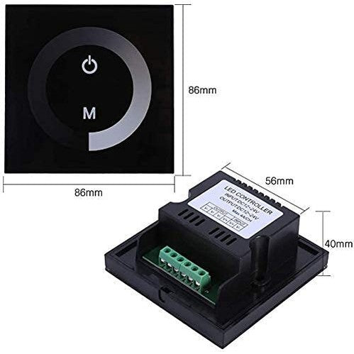 DC - 12V-24V Wall-Mounted Touch Panel LED Dimmer Switch for Single Color Strips