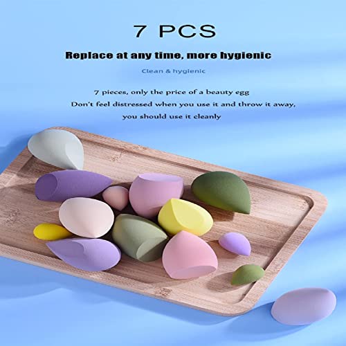 Beauty Makeup Sponge 7pcs Puff Teardrop Blender Foundation Sponge Set With jar Gift Flawless Bottle Design Drift bottle macaron makeup egg Multi-colored,Yellow - Medaid International