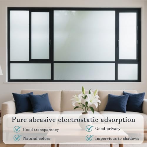 Window Privacy Film Frosted Static Film for Glass Windows Cover, Suncatcher Window Cling Tint Sticker for Home Bathroom Office Decor, Non-Adhesive No-Glue Easy Installation, 11.8 x 39.3 inches - Medaid International