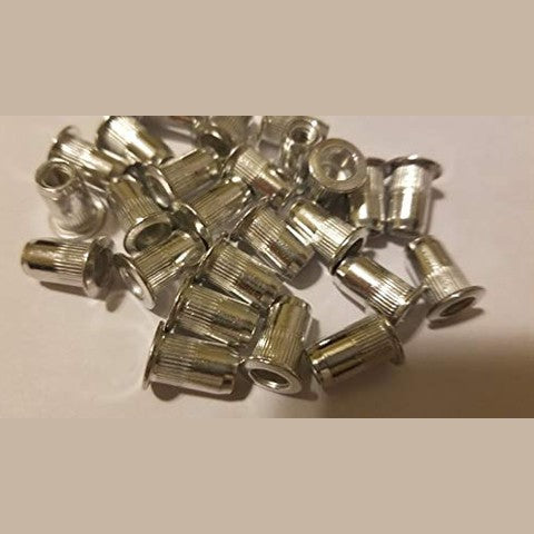 Alab - 100 PCs 10-32 Aluminum Flange Nutserts, Durable Rivet Nuts, Silver Finish