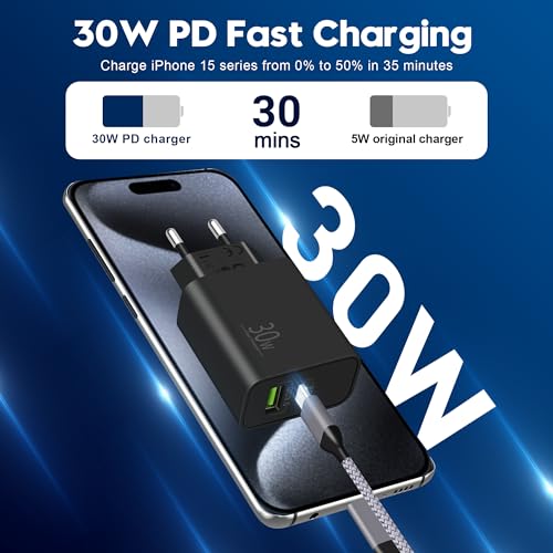 MatauMahi - 30W USB-C Charger With 2M Type C Cable, Quick PD Adapter