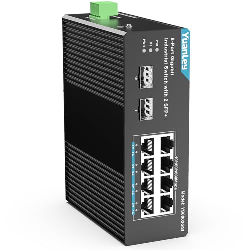 Yuanley - 8-Port Gigabit Ethernet Switch with 2 SFP, DIN-Rail, IP30 Rated