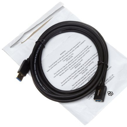 Amazon Basics - USB-A 3.0 Extension Cable, High Speed 4.8Gbps, Gold-Plated Connectors, 3.3 ft, Black