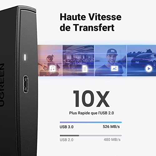 UGREEN - USB C 3.1 Gen 2 2.5 Inch SATA HDD/SSD Enclosure, 6Gbps UASP, Cable Included