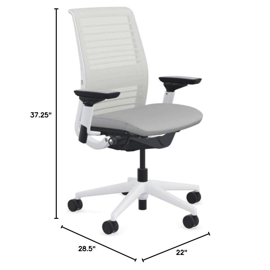 Steelcase Think Office Chair - Ergonomic Work Chair - Lumbar Support - 4D Arms - Seagull Frame with 3D Knit Back - Nickel Fabric with Wheels for Carpet Flooring - Medaid International