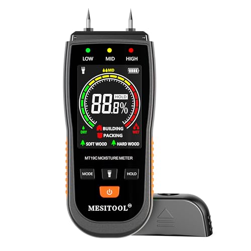 Mesitool - Pin Type Wood Moisture Meter with LCD Display for Walls & Firewood