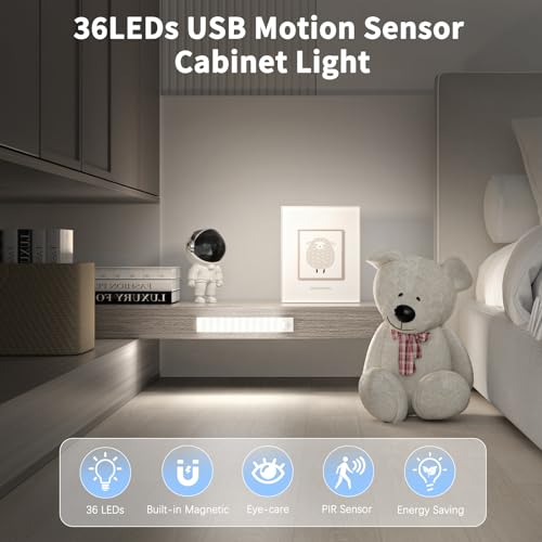 Ouila - Motion Sensor LED Wardrobe Light, 36 LEDs, USB Rechargeable, 4 Modes