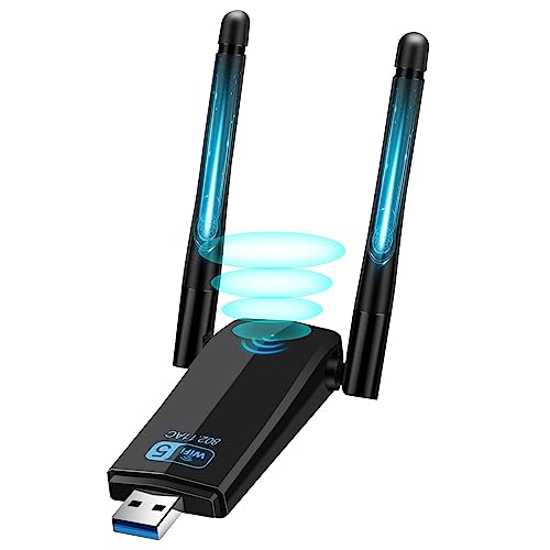 Axfee - AC1300Mbps Dual Band WiFi Adapter with High Gain Antenna for PC/Laptop