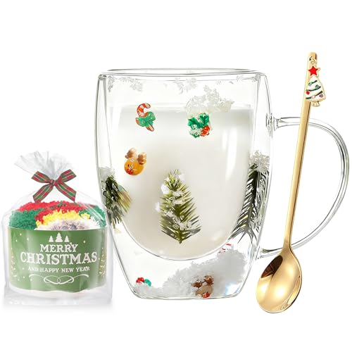 Christmas Gifts For Women Mom Friends Kids Grandma Men Cute Coffee Mugs with Christmas Socks Glass Espresso Tea Cups Kawaii Christmas Stocking Stuffers Decorations Presents Funny White Elephant Gifts - Medaid International