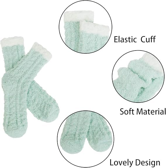 6 Pairs Womens Fuzzy Socks for Women, Warm Soft Christmas Sleeping Socks for Women Christmas Gift - Medaid International