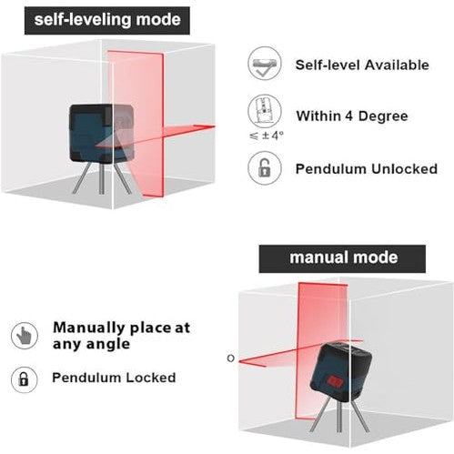 Rockseed - Laser Level Tool with Self-Leveling, 360° Rotation, Carrying Pouch