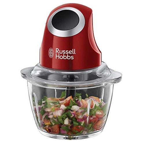 Russell Hobbs - Mini Electric Food Chopper, 500ml Glass Bowl, Steel Blade, One Button Operation