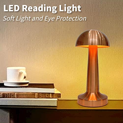 Gzkpl - Touch Control Bedside Lamp with 3 Colors, Stepless Brightness, Rechargeable