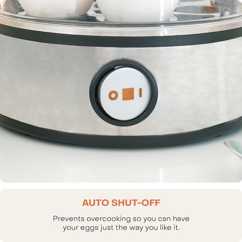 NutriCook Rapid Egg Cooker: 7 Egg Capacity Electric Egg Cooker for Boiled Eggs, Poached Eggs, Scrambled Eggs, or Omelettes with Auto Shut Off Feature - Silver - Medaid