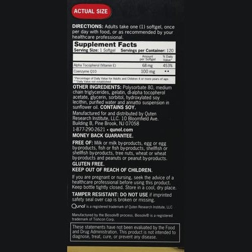 Qunol CoQ10 100mg Softgels, Ultra CoQ10 100mg, 3x Better Absorption, Antioxidant for Heart Health & Energy Production, Coenzyme Q10 Vitamins and Supplements, 4 Month Supply, 120 Count - Medaid International