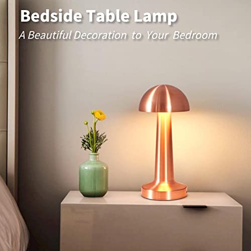 Gzkpl - Touch Control Bedside Lamp with 3 Colors, Stepless Brightness, Rechargeable