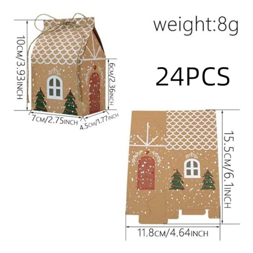 24PCS Christmas Cow Paper Boxes - Mini House Shaped Gift Bags | Party Favors, Wedding Favor Boxes | Winter Christmas New Year Gifts, Festive Essentials - Medaid International