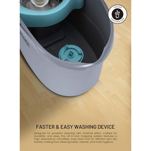 Delcasa Easy Wring & Clean Spin mop & Bucket Set with Foot Pedal Floor mop with Spinning Wringer Turbo Refill 100% Microfibre mop Head - Medaid International