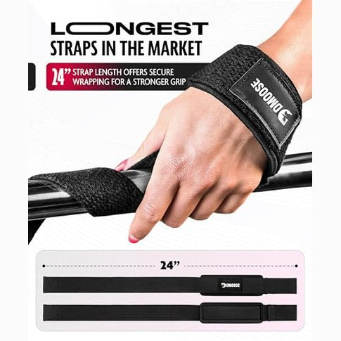 Dmoose Fitness - 24" Padded Lifting Straps for Weightlifting & Powerlifting, Durable Cotton with Silicone Grip