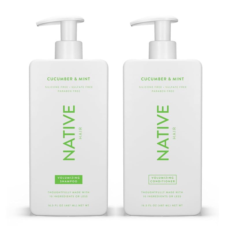 Native Shampoo and Conditioner Set | Sulfate Free, Paraben Free, Dye Free, with Naturally Derived Clean Ingredients| 16.5 oz (Coconut & Vanilla, Moisturizing), 2, 1.3 ounces - Medaid