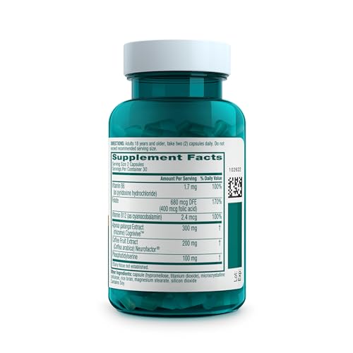 NEURIVA Ultra Decaffeinated Clinically Tested Nootropic Brain Supplement for Mental Alertness, Memory, Focus & Concentration, Cognivive, Neurofactor, Phosphatidylserine, Vitamins B6 B12, 60 Capsules - Medaid International