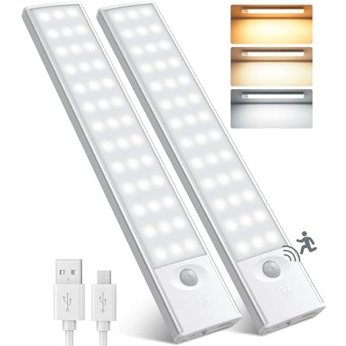 Xander - Rechargeable Magnetic Motion Sensor Under Cabinet Lights, 3 Colors, 78 LEDs
