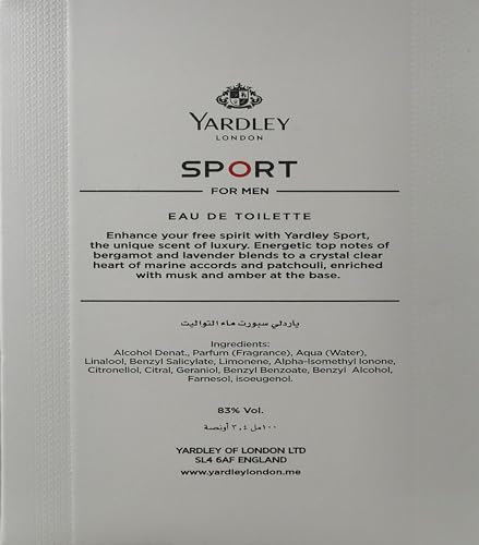 Yardley Yardley Sport Eau De Toilette Spray 3.4 Oz for Men By 3.4 Fl Oz, 5438304 - Medaid International
