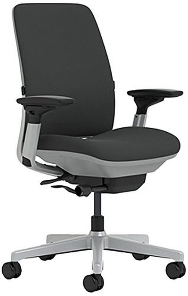Steelcase Amia Chair with Platinum Base & Hard Floor Casters, Licorice - Medaid International