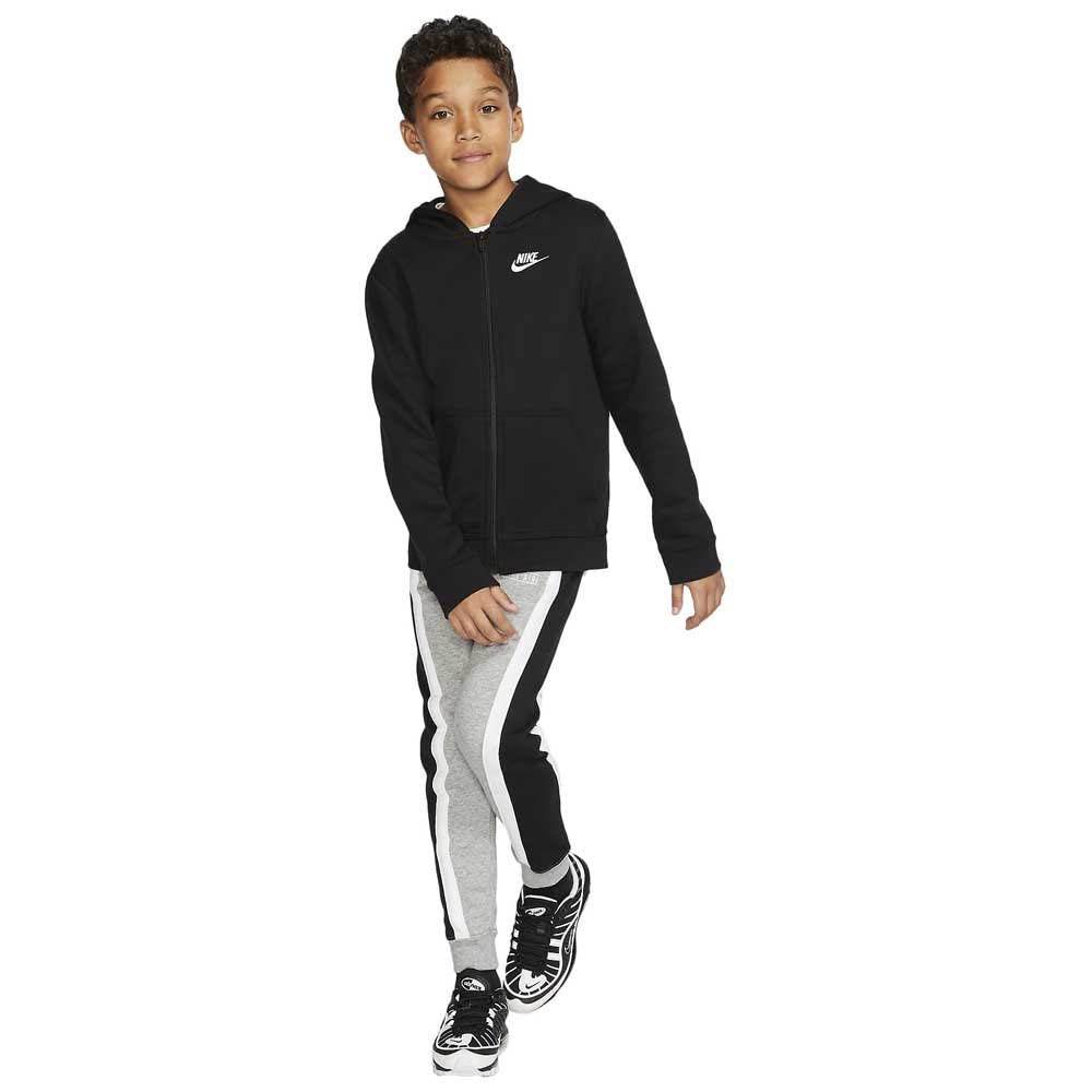 Nike Boy's NSW Club Full Zip Hoodie, Black/Black/White, Large - Medaid International