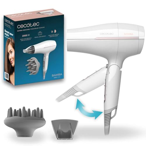 Cecotec - Foldable 2000W Travel Hair Dryer with 2 Temperatures & Cold Air