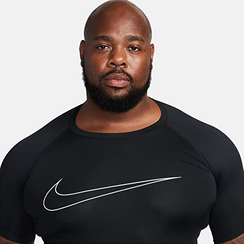 Nike Pro Dri-FIT Men's Tight Fit Short-Sleeve Top (as1, Alpha, l, Regular, Regular, Black/White) - Medaid International
