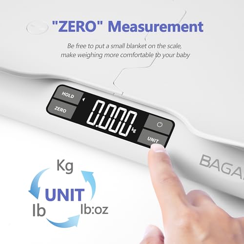 Bagail - Baby Scale with Comfortable Tray, Large LCD Display, Tare & Hold Functions