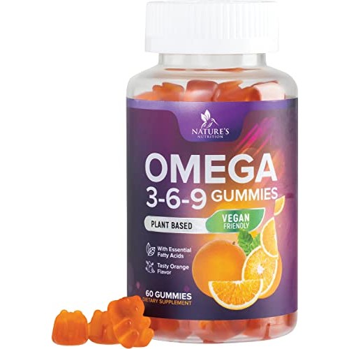 Omega 3 6 9 Vegan Gummies - Triple Strength Omega 3 Supplement Gummy - Essential Oil 369 Heart Support and Brain Support for Women, Men & Pregnant Women, Non-GMO, Orange Flavor - 60 Gummies - Medaid International