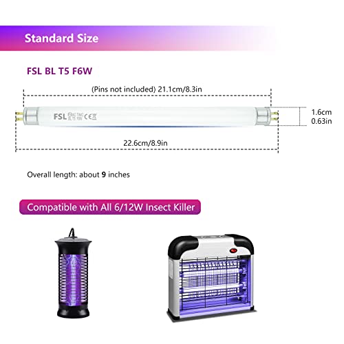 AUROHOPE - FSL BL T5 6W Fly Killer Replacement Bulbs - 9in UV Tubes (2-Pack)