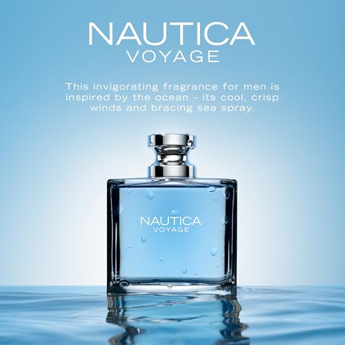 Nautica Voyage Eau De Toilette, Cologne and Fragrance For Men, Fresh, Romantic, Fruity Scent Woody, Aquatic Notes of Apple, Water Lotus, Cedarwood, and Musk Ideal Day Wear, Long Lasting 3.3Fl oz - Medaid International