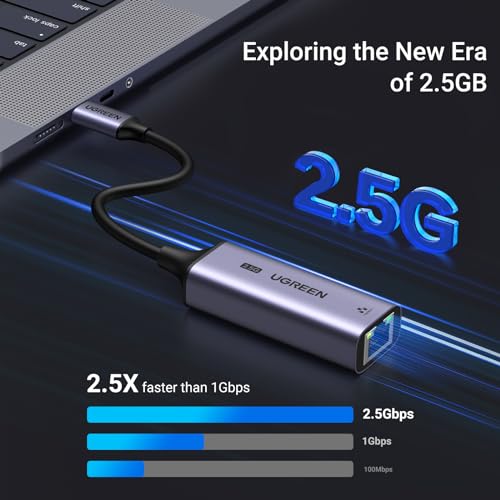 UGREEN - 2.5G USB C to Ethernet Adapter, Aluminum, Thunderbolt 4/3 Compatible