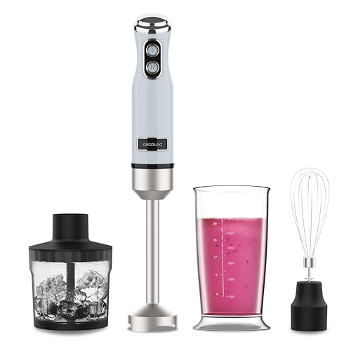 Cecotec - Retro Hand Blender 1200W, 4-Blade Titanium Coating, Adjustable Speed
