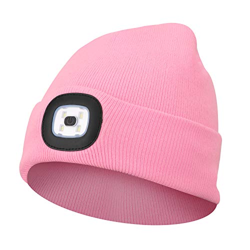 Sminiker - USB Rechargeable Beanie Hat with Light for Men, Women, Teens