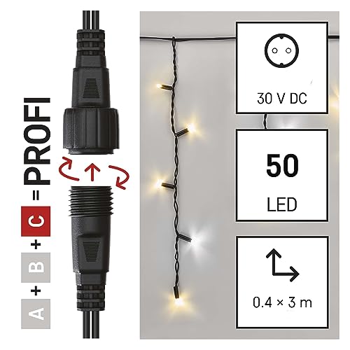 Emos - 3m Ice Rain Fairy Lights, 50 LED, IP44 for Indoor/Outdoor Use