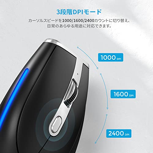 ECHTPower Wireless Vertical Ergonomic Mouse - Silent 2.4G, 6 Buttons, Right Hand, Windows/MacOS Support