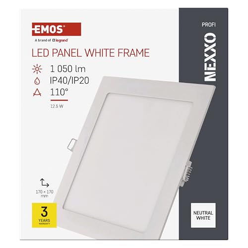 Emos - 12.5W Recessed LED Panel Light, 1050 lm, Extra Flat, 17 cm Diameter
