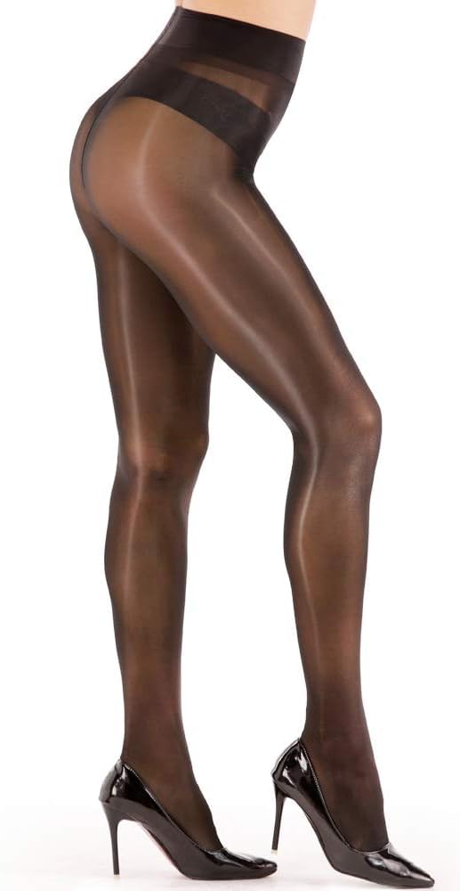 ARRUSA Women's Super Sexy Shiny Sheer Control Top Footed Tights Silk Stockings Ultra Shimmery High Waist Pantyhose - Medaid International