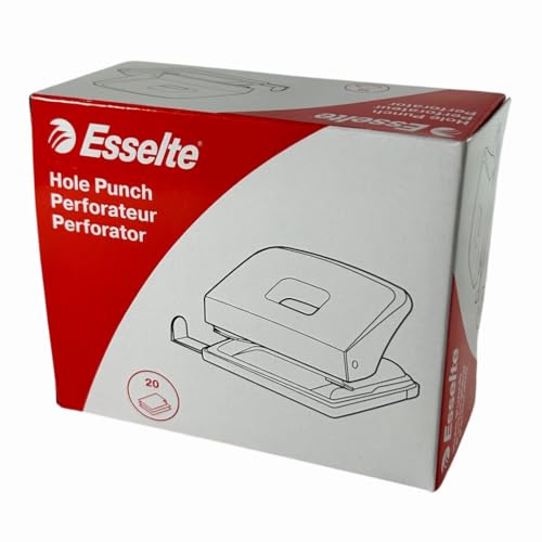 Esselte - Heavy Duty Metal Hole Punch for A4/A5/A6, Punches 20 Sheets, Black