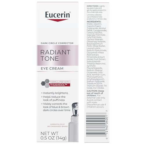 Eucerin Radiant Tone Eye Cream Dark Circle Corrector, Eye Brightening Cream with Thiamidol and Hyaluronic Acid, Helps Reduce the Look of Eye Puffiness, 0.5 Oz Tube - Medaid International